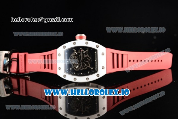 Richard Mille RM 055 Bubba Watson 9015 Automatic Ceramic Case with Black Dial Dots Markers and Rubber Strap - Click Image to Close